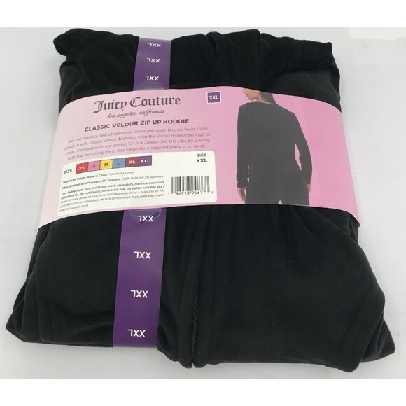 WOMEN'S Size XXL 2XL JUICY COUTURE LA MEAN GIRLS VELOUR FULL ZIP HOODIE JACKET - Picture 5 of 7